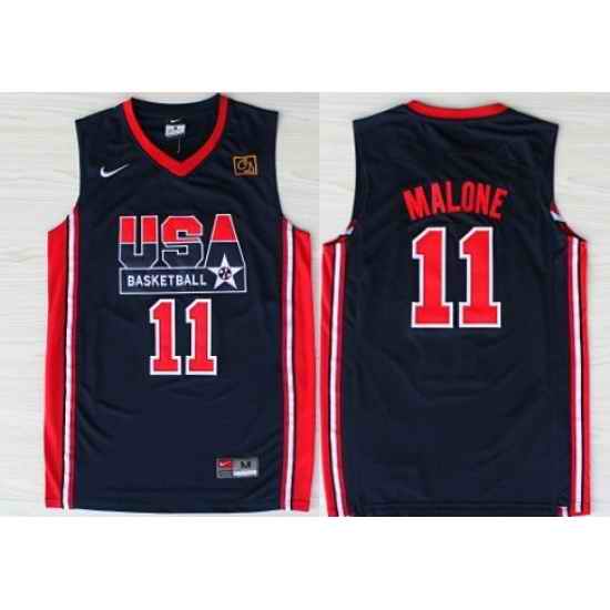 1992 Olympics Team USA 11 Karl Malone Navy Blue Swingman Jersey
